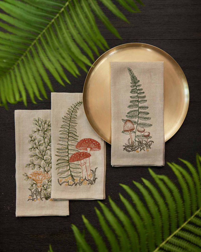 coralandtusk tea towels ferns mushrooms 2oh