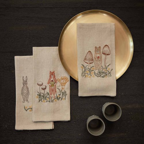 coralandtusk tea towels ferns mushrooms animals 1