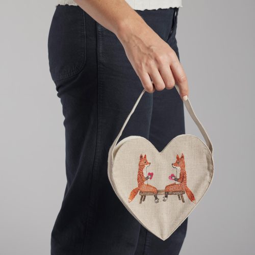 coralandtusk valentine smitten foxes heart tote model