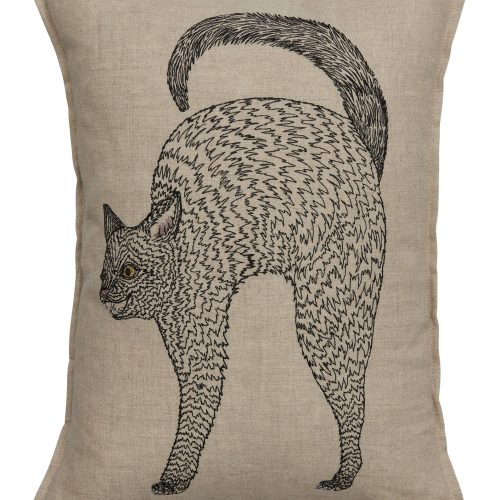 pillow 12x16 scaredy black cat